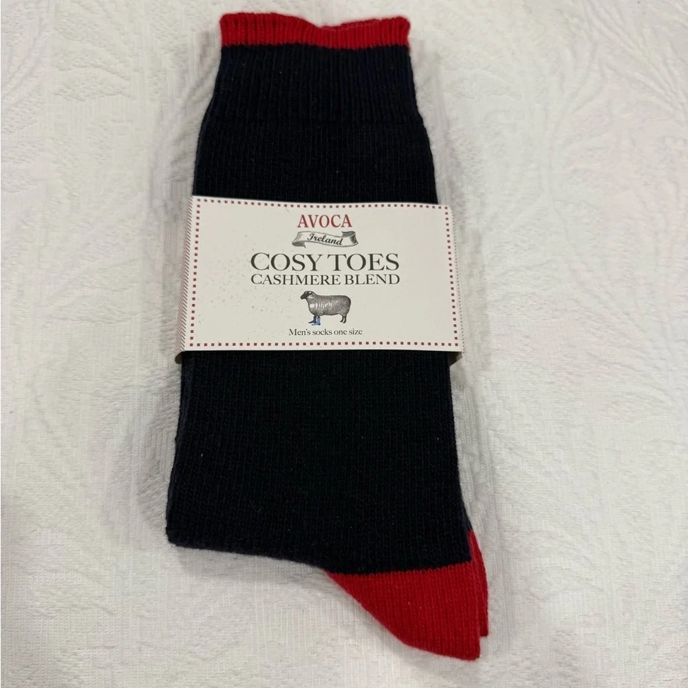 AVOCA Ireland Cosy Toes Men's Socks Cashmere Blend - Navy/Red